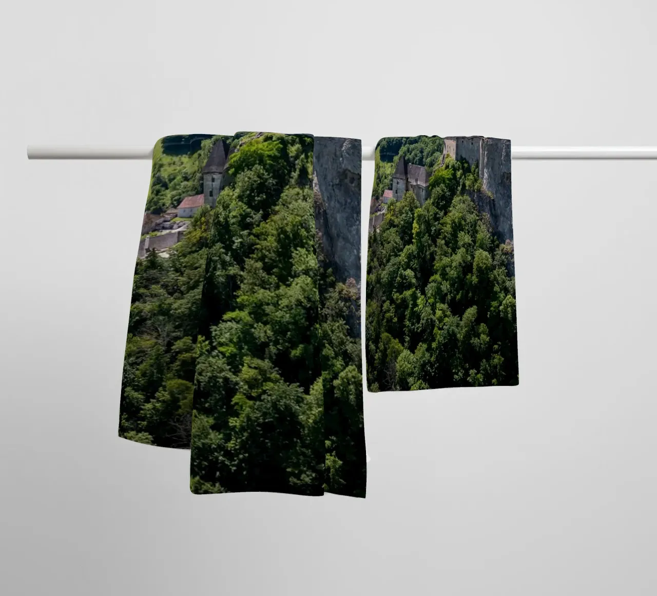 Aerial view of Orava Castle in Slovakia towel by anderm
