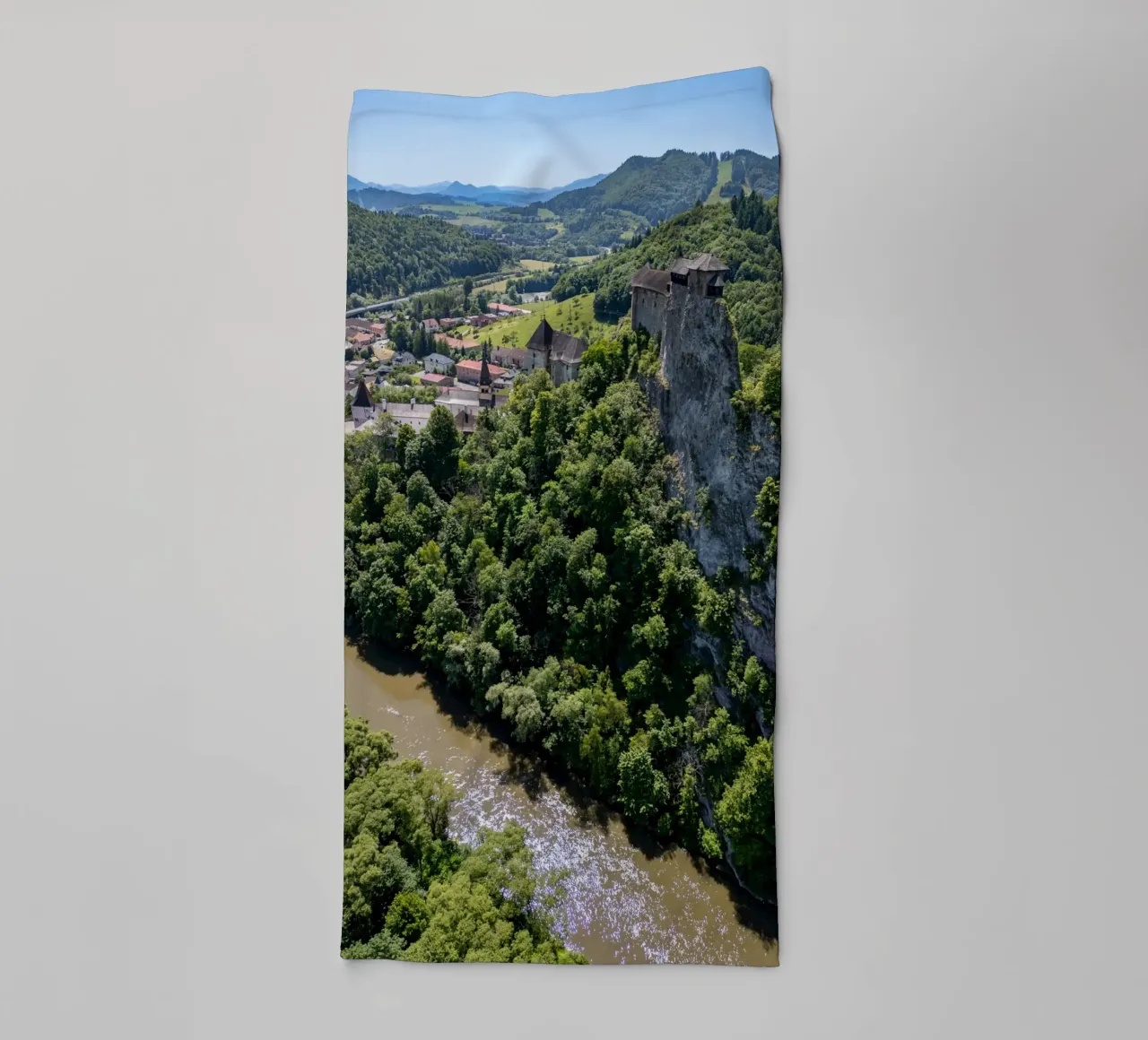 Aerial view of Orava Castle in Slovakia towel by anderm