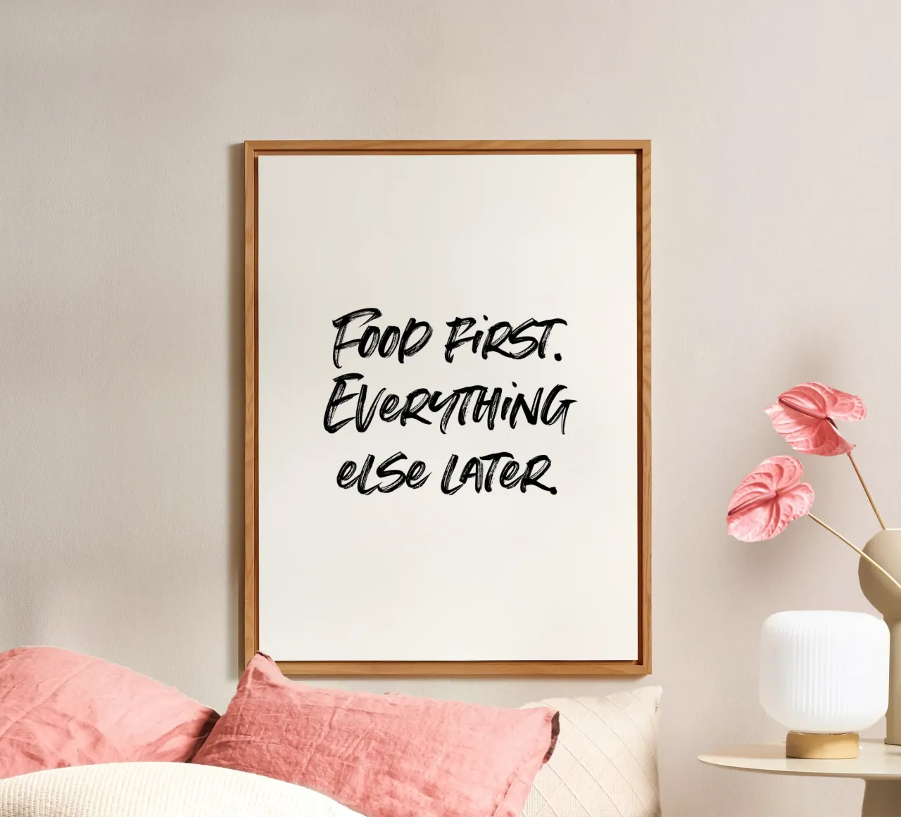 Food first, everthing else later | minimalistic design alluminio dibond da just typo