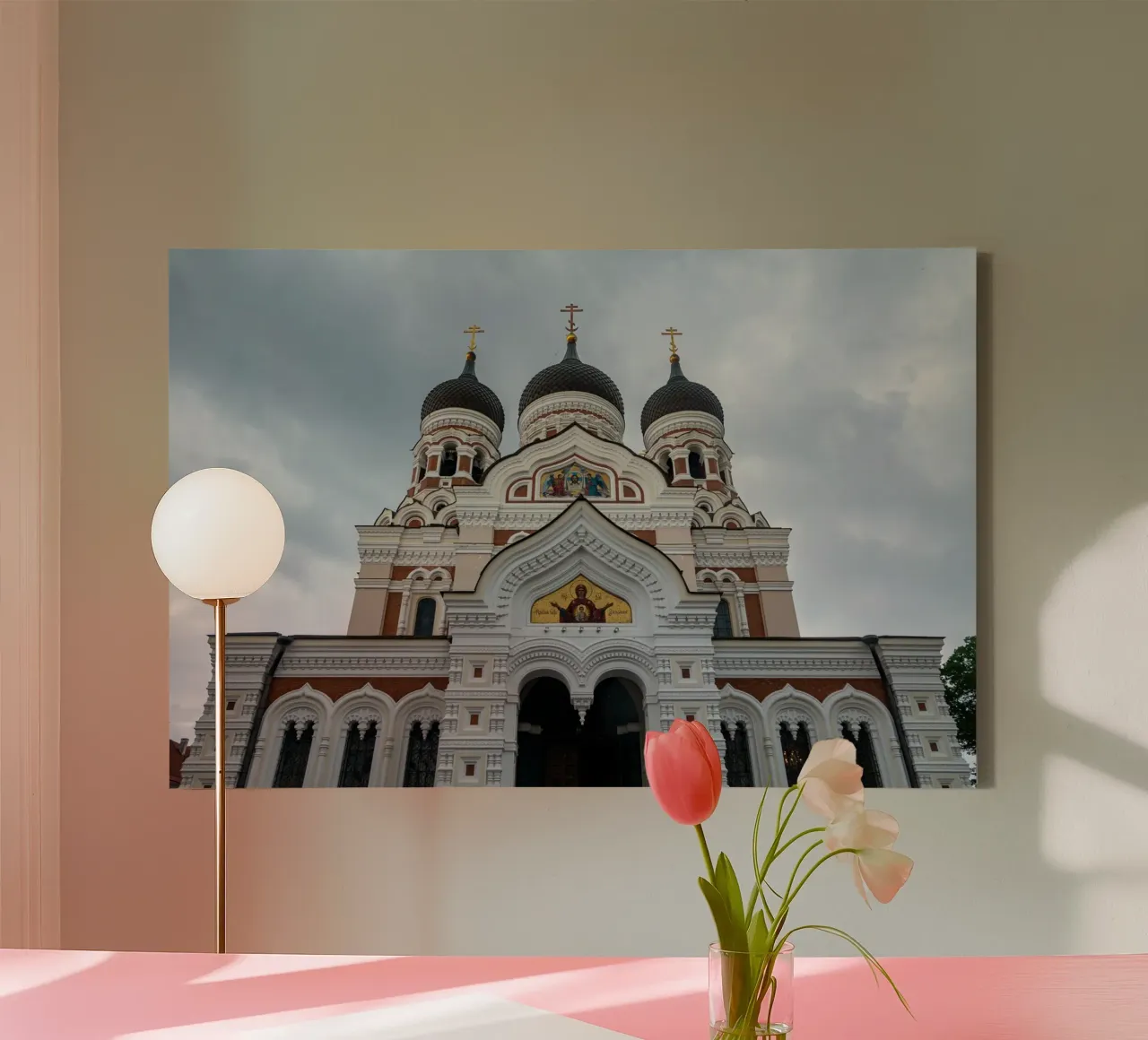 Alexander Nevski orthodoxe kathedraal in Tallin, Estland canvas met Baklijst van anderm