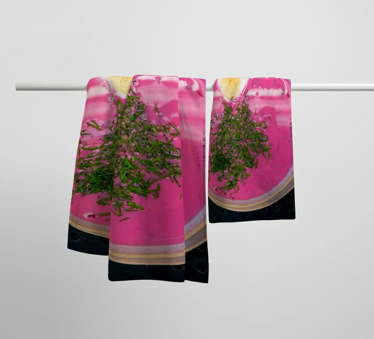 Beetroot soup with egg in Latvia towel by anderm