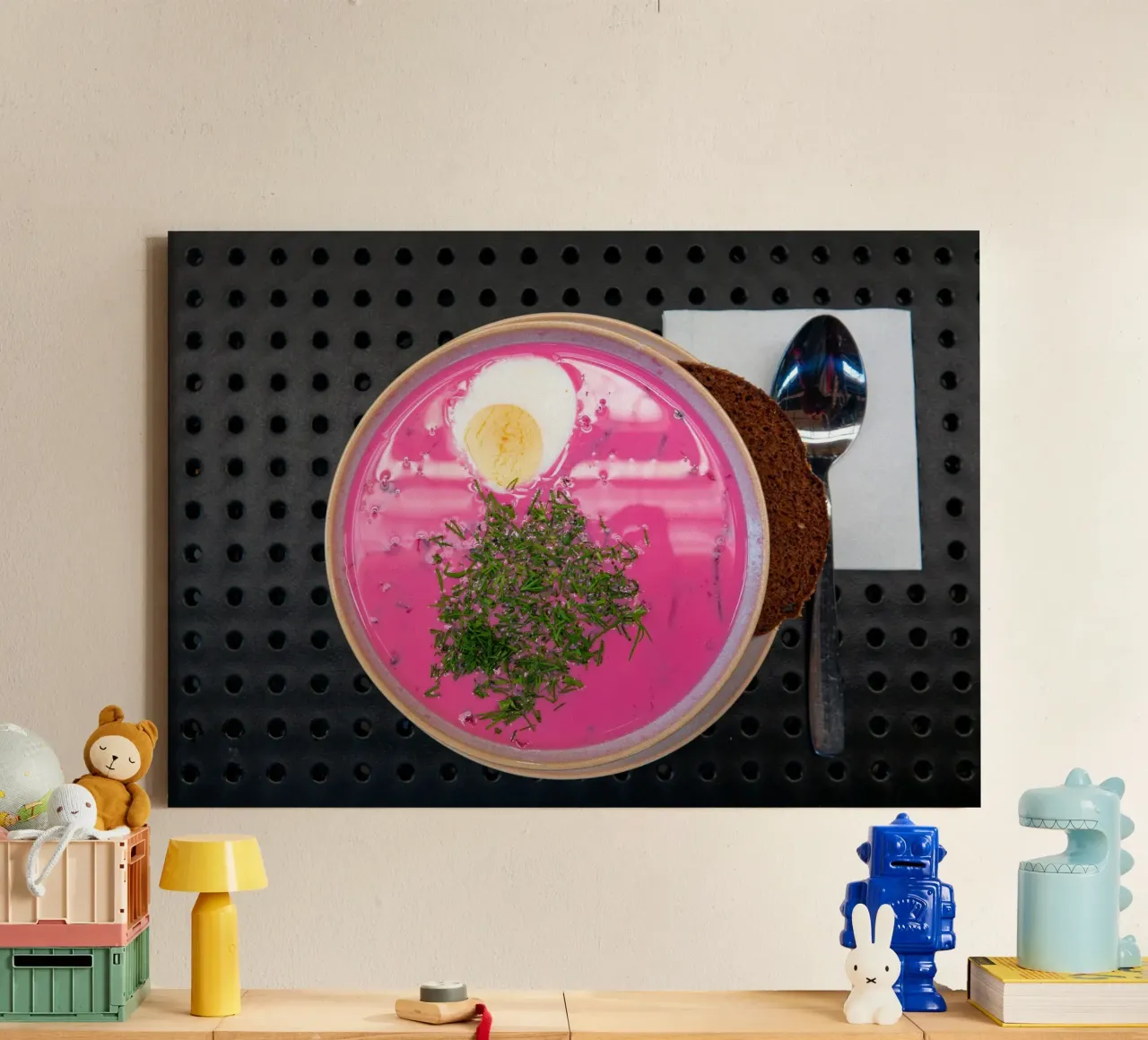 Beetroot soup with egg in Latvia canvas by anderm