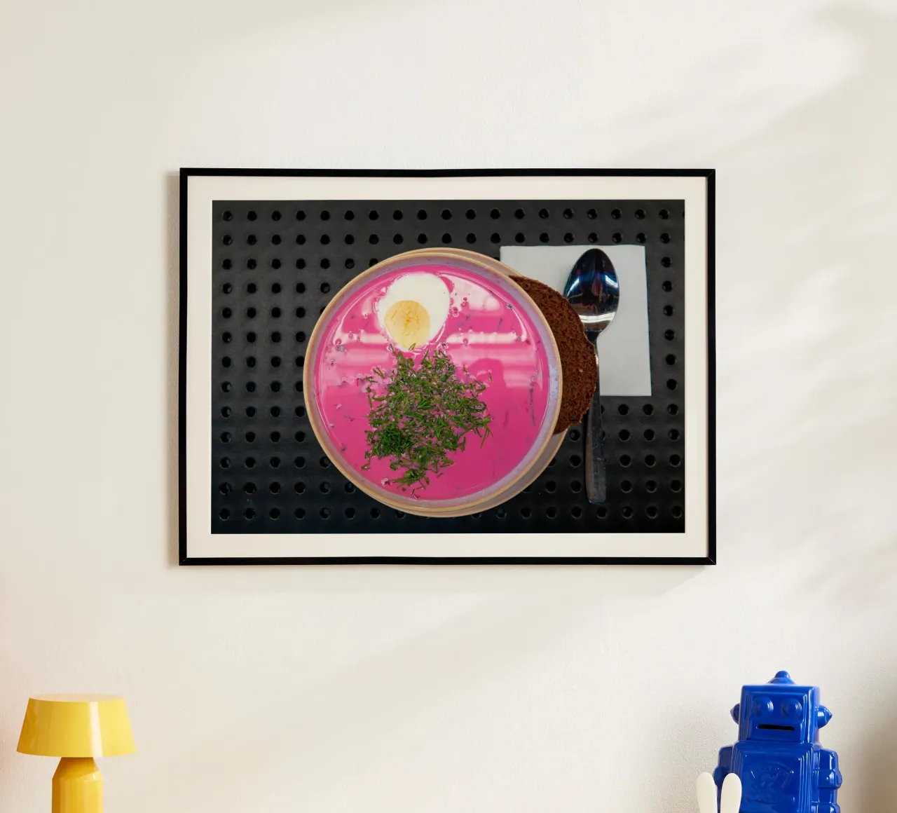 Beetroot soup with egg in Latvia poster with plastic frame by anderm