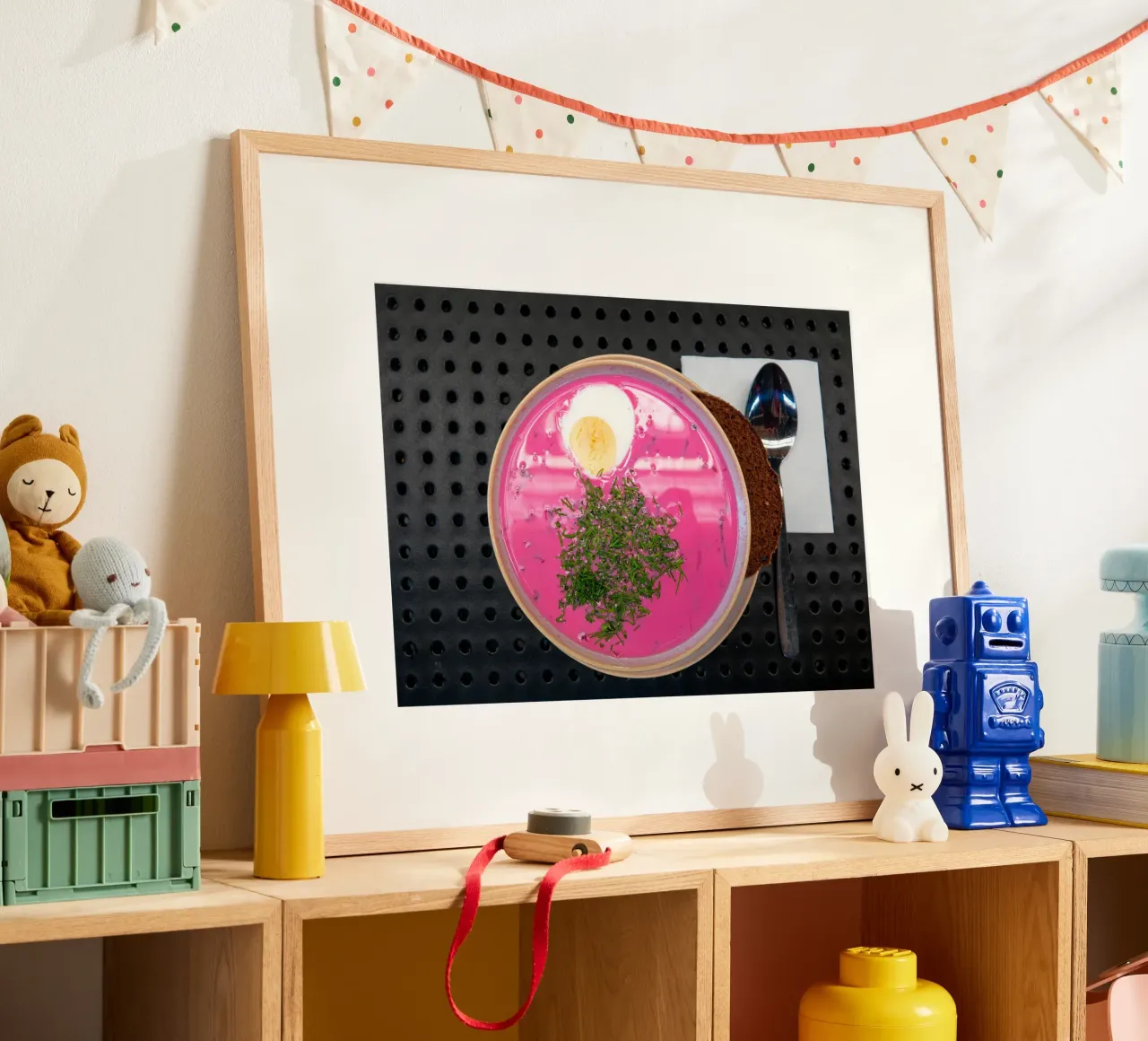 Beetroot soup with egg in Latvia poster with plastic frame by anderm