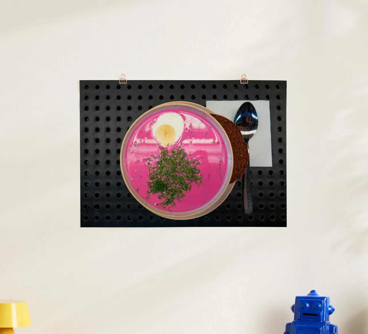 Beetroot soup with egg in Latvia poster with plastic frame by anderm
