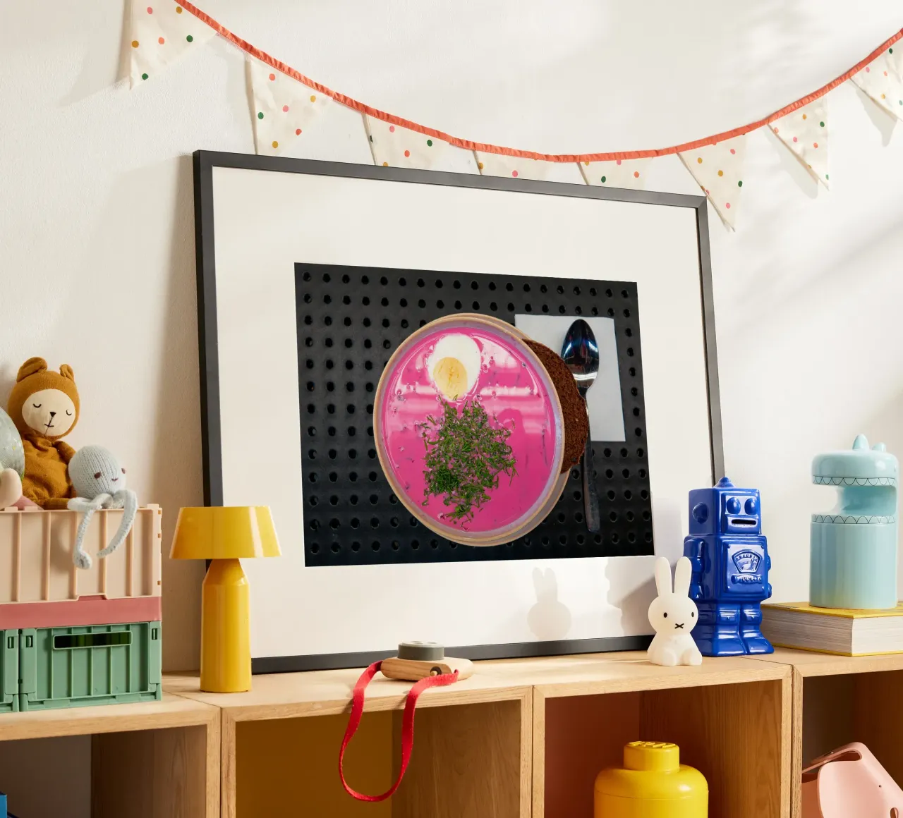Beetroot soup with egg in Latvia poster with plastic frame by anderm
