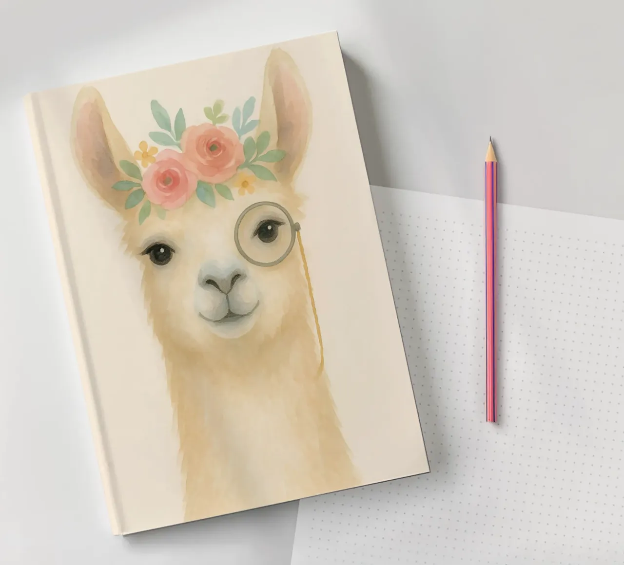 Sir Llama-Lot – Floral Fancy & Monocle Magic notebook by Graceful Desine