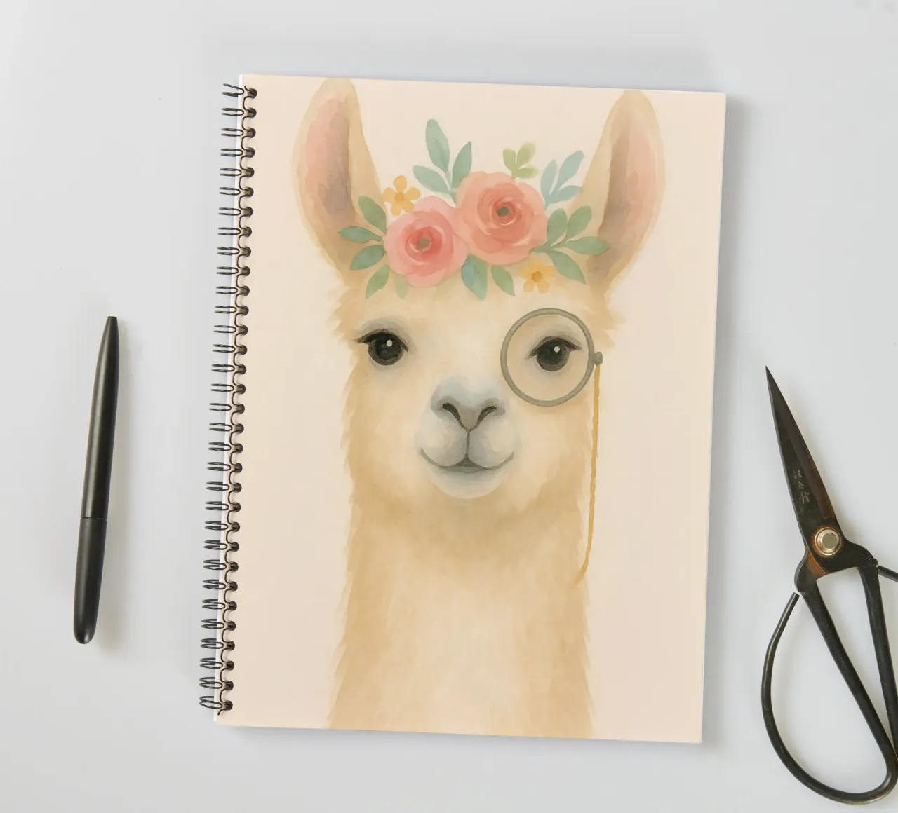 Sir Llama-Lot – Floral Fancy & Monocle Magic spiral notebook by Graceful Desine