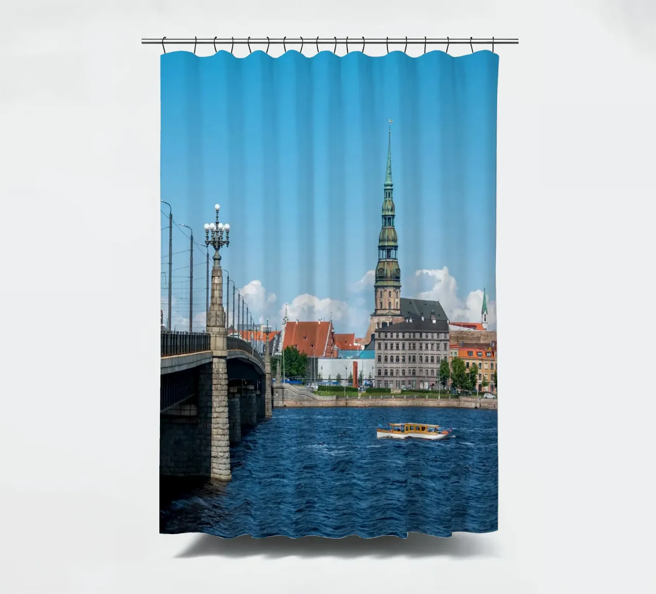 View of Riga, capital of Latvia shower curtain by anderm