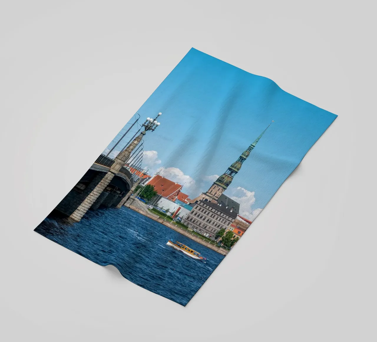 View of Riga, capital of Latvia beach towel by anderm