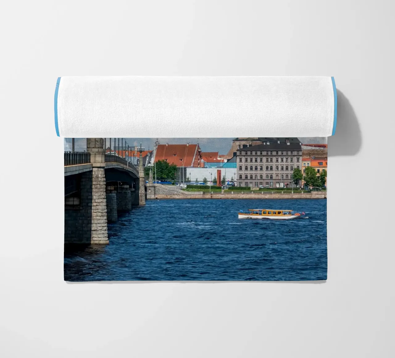 View of Riga, capital of Latvia beach towel by anderm