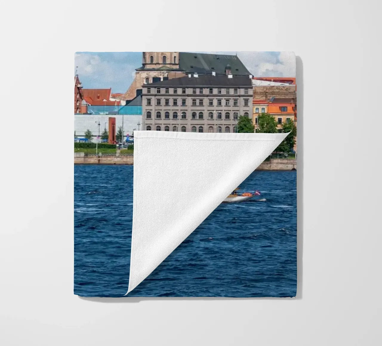 View of Riga, capital of Latvia beach towel by anderm