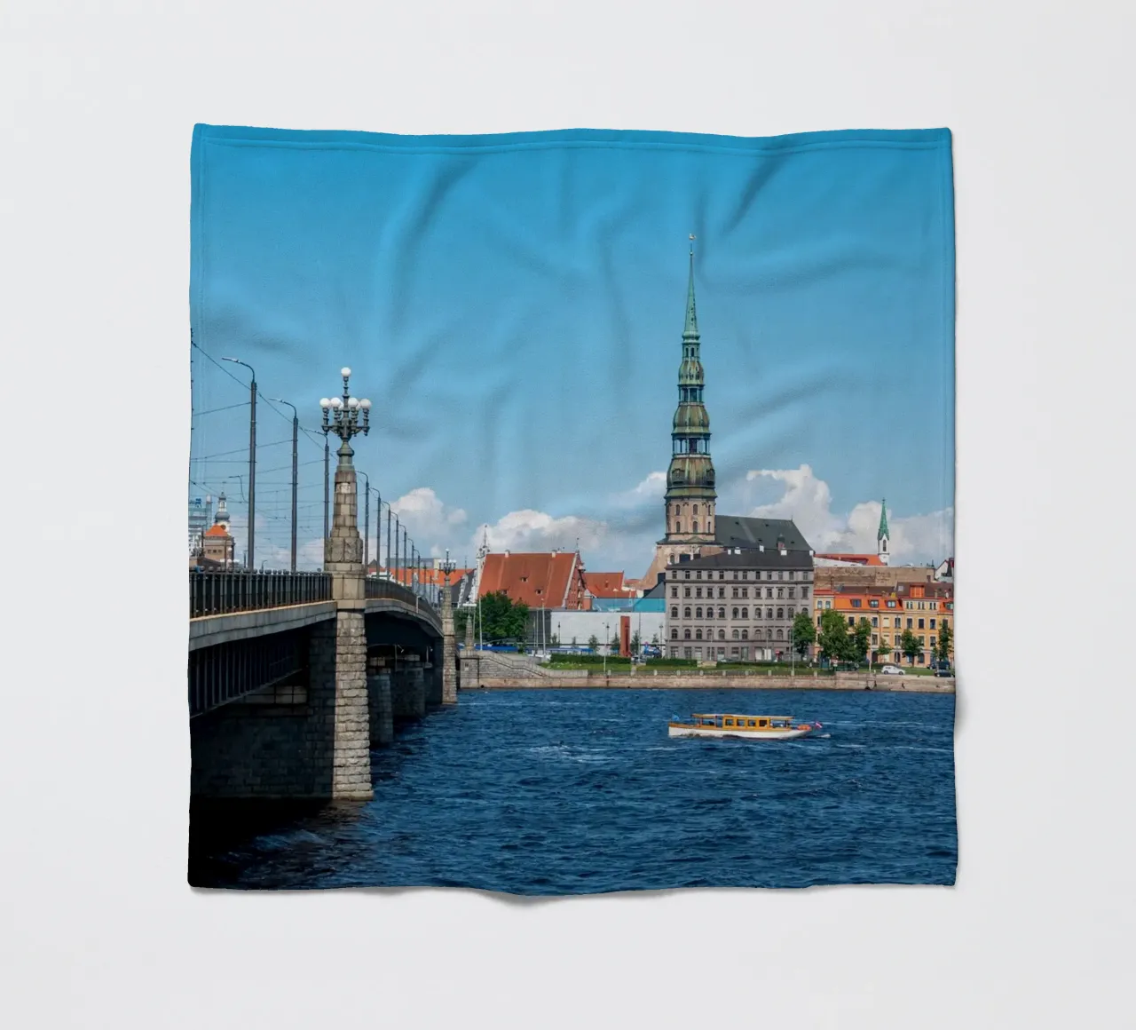 View of Riga, capital of Latvia fleece blanket by anderm