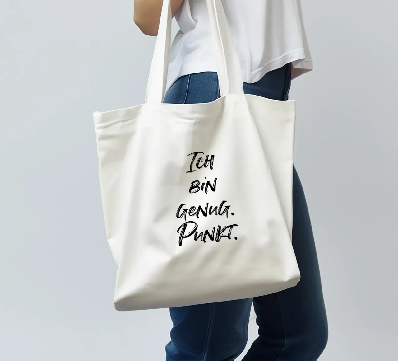Ich bin genug. Punkt. | minimalistic design borsa in juta da just typo