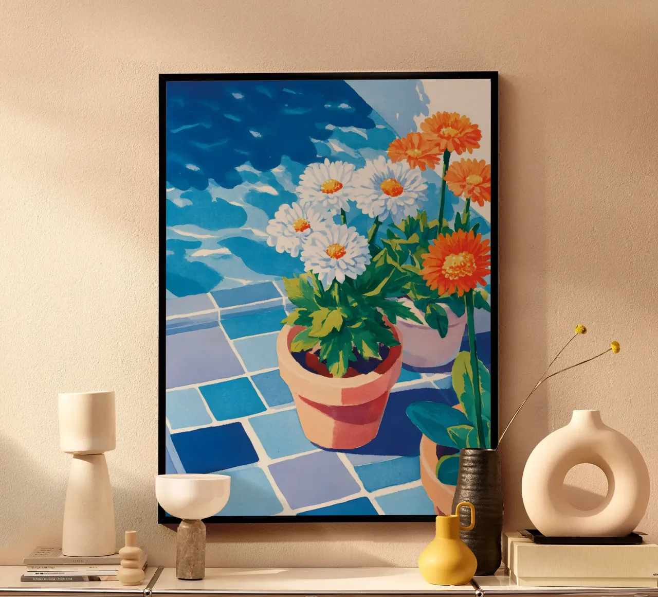 The Pool Flowers poster con telaio in plastica da Gypsy Galleria