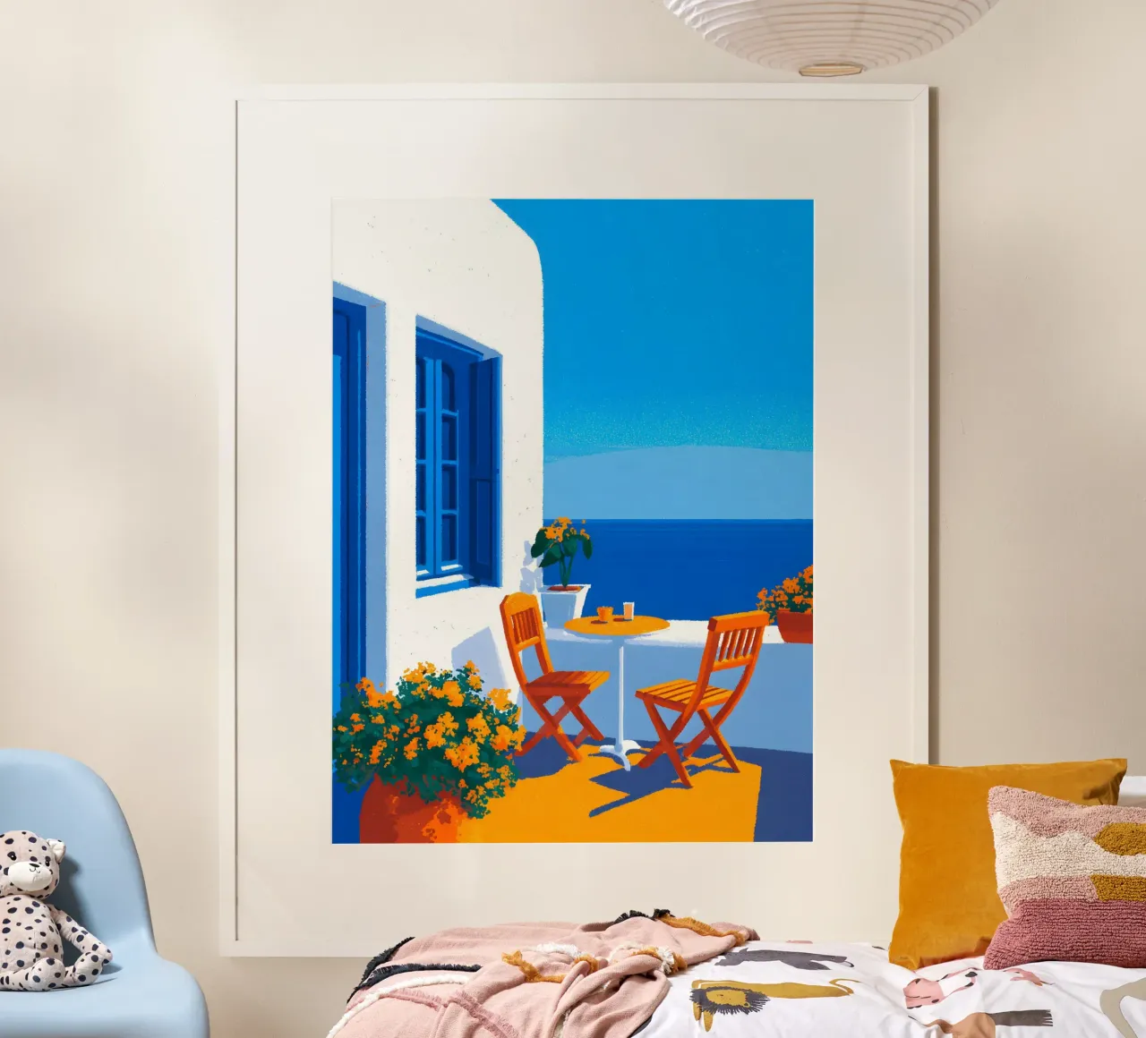 Holiday in Greece poster con telaio in plastica da Gypsy Galleria