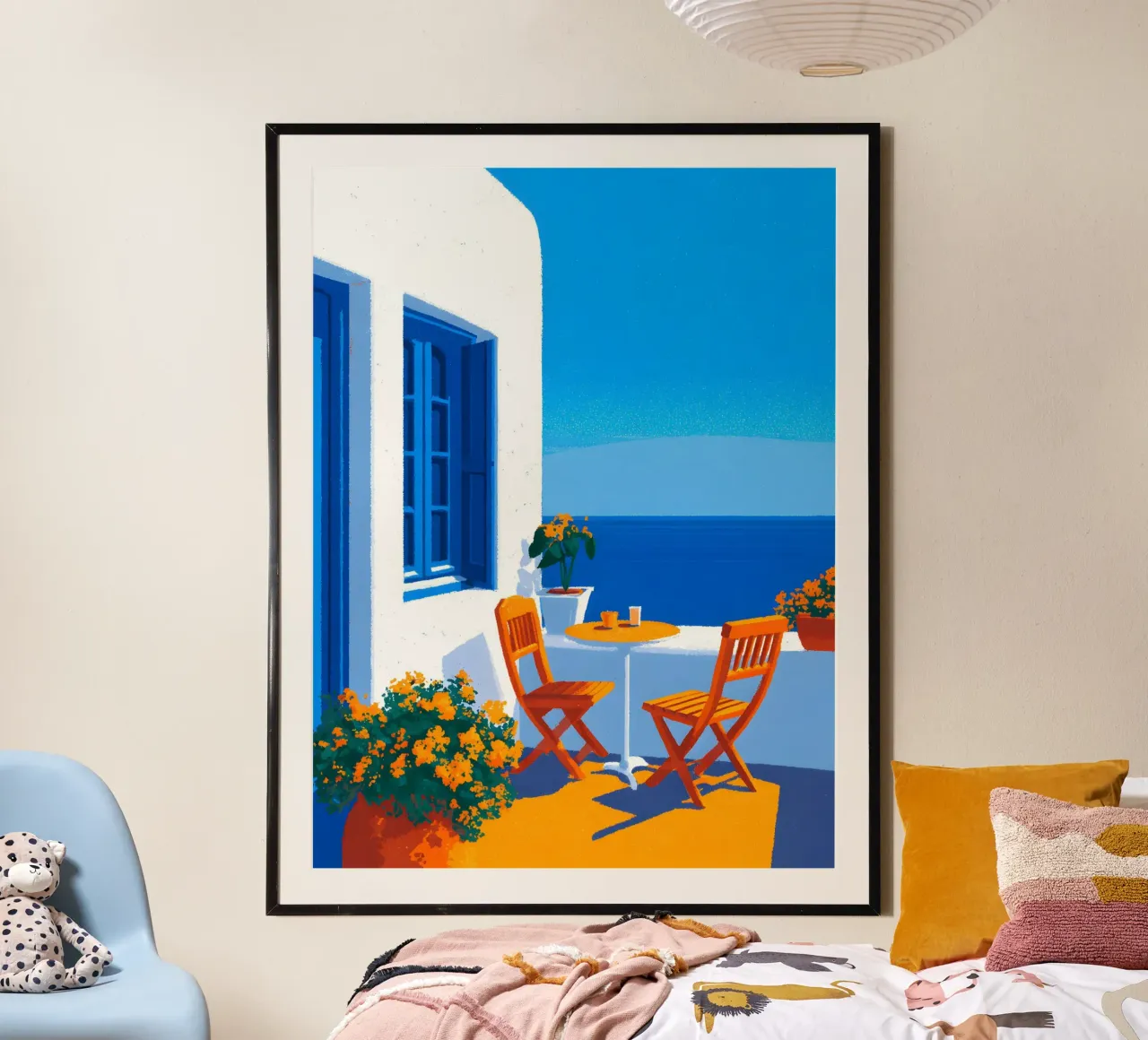 Holiday in Greece poster con telaio in plastica da Gypsy Galleria