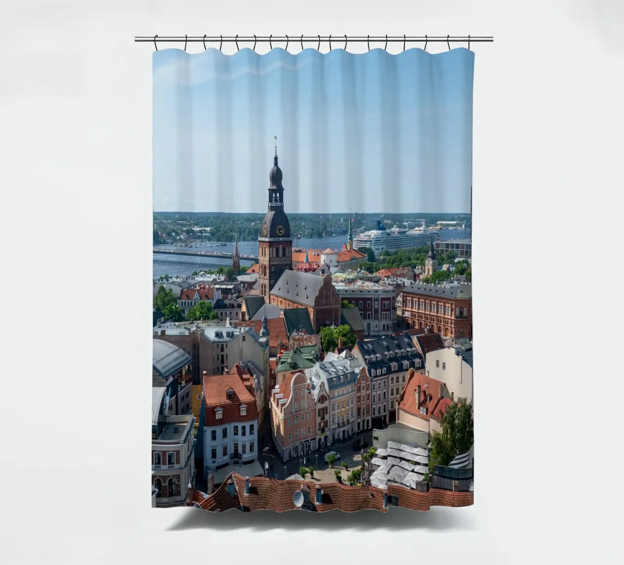View of Riga, capital of Latvia shower curtain by anderm