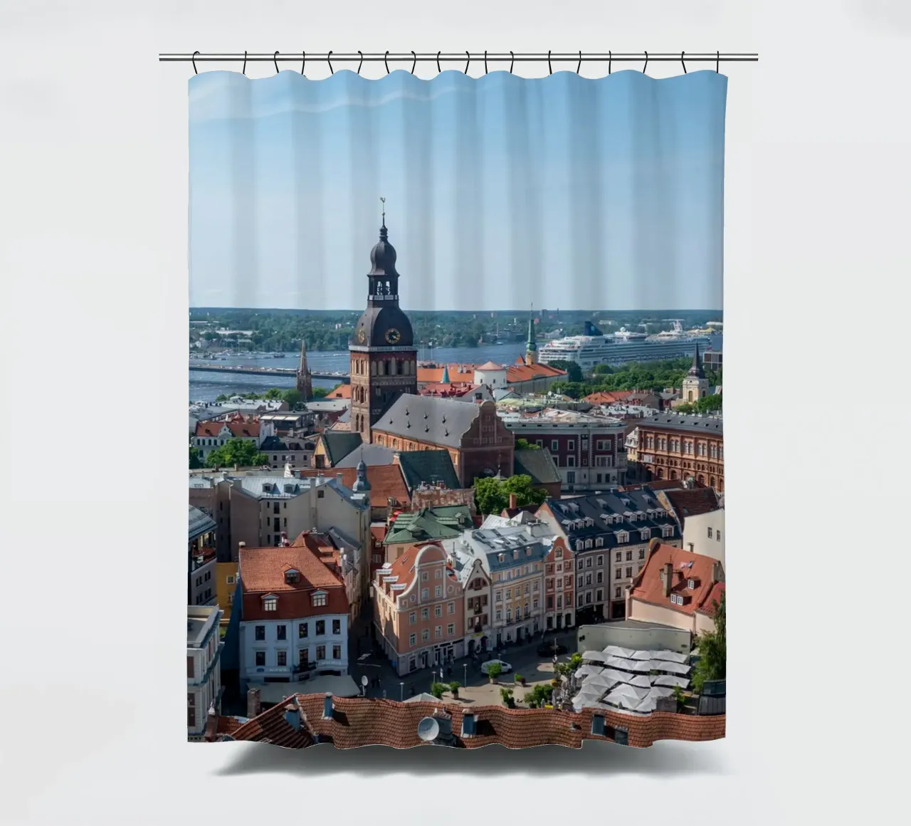 View of Riga, capital of Latvia shower curtain by anderm