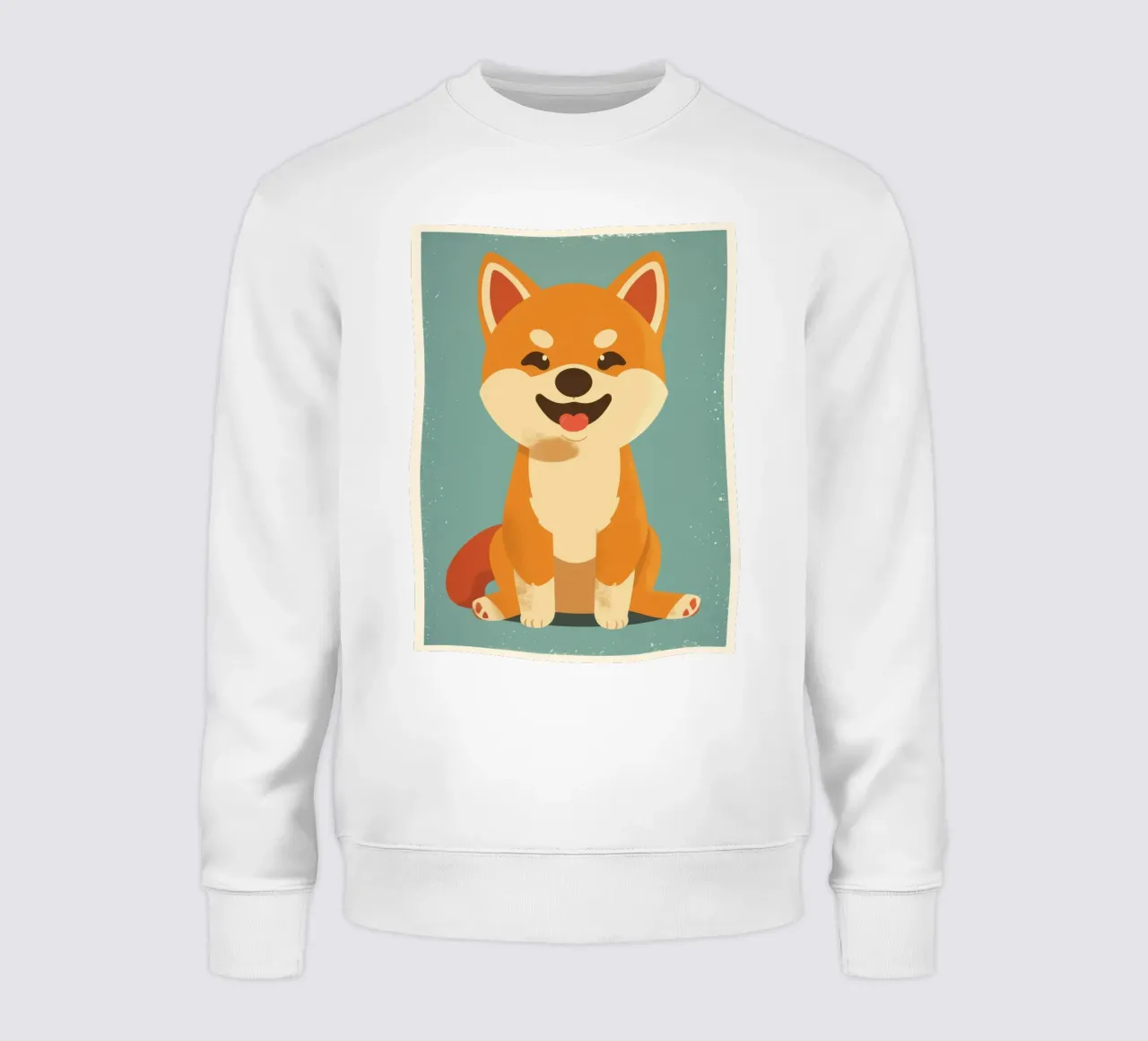 Un adorabile Shiba Inu siede felicemente su uno sfondo semplice felpa da DesignDoodle