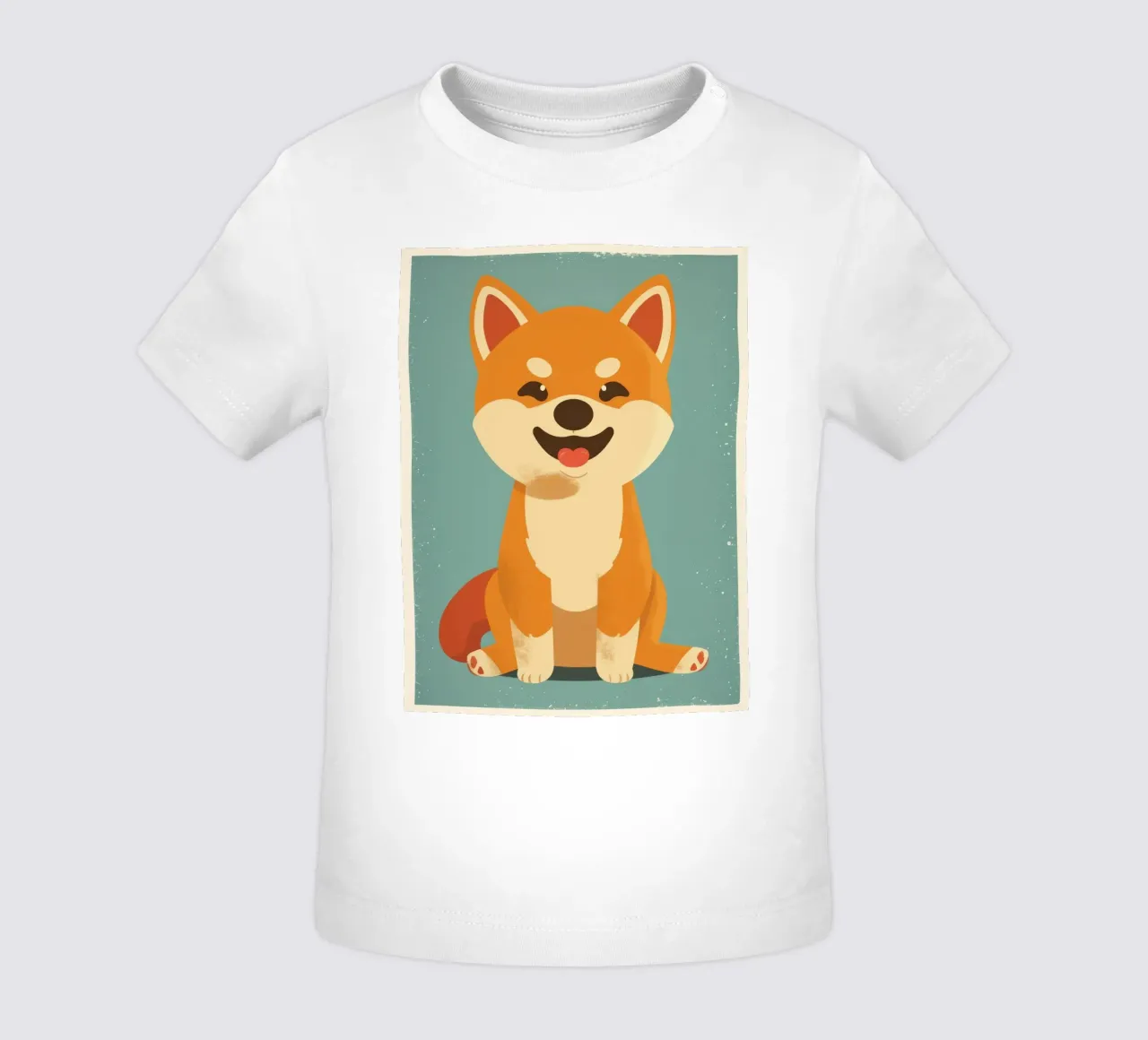 Un adorabile Shiba Inu siede felicemente su uno sfondo semplice maglietta neonato da DesignDoodle