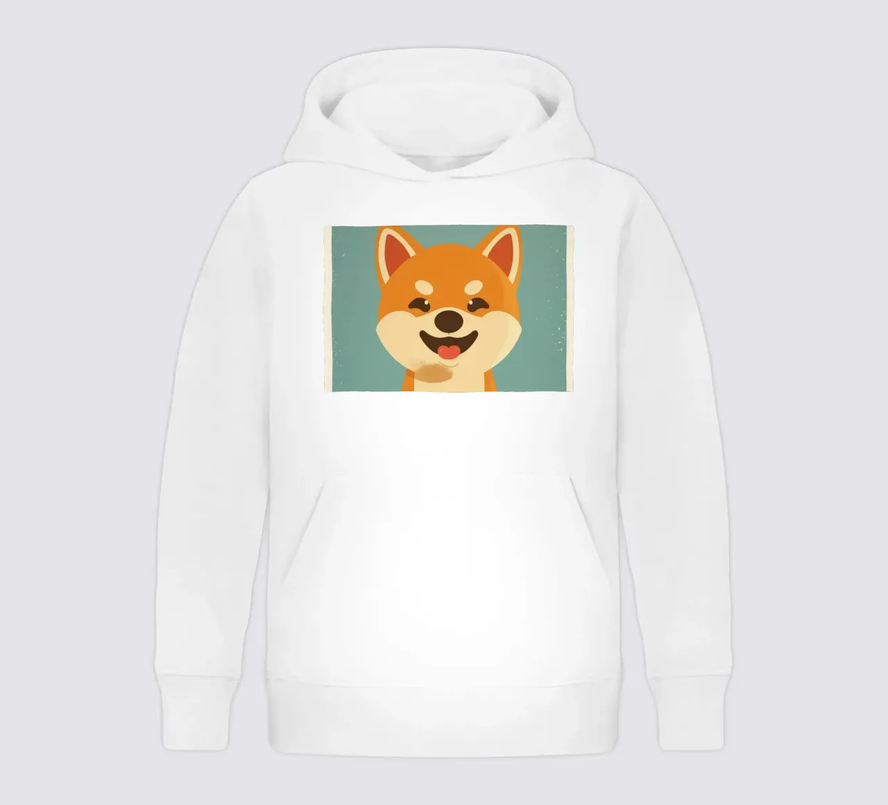 Un adorabile Shiba Inu siede felicemente su uno sfondo semplice felpa bambino con cappuccio da DesignDoodle