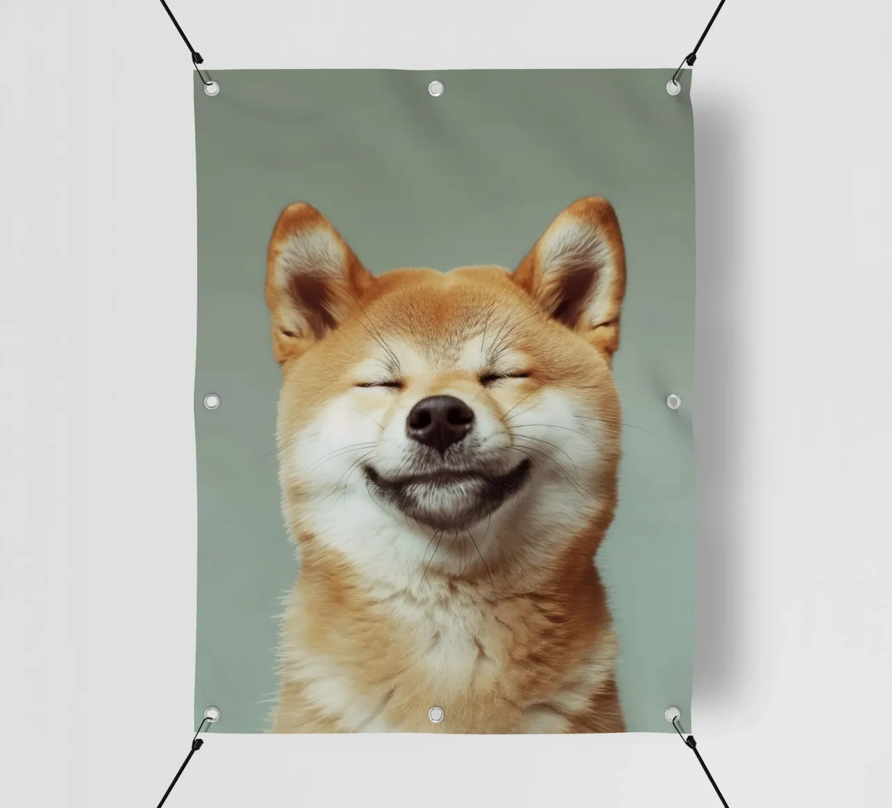 Shiba Inu felice con gli occhi chiusi e il cuore rilassato telo in pvc da DesignDoodle
