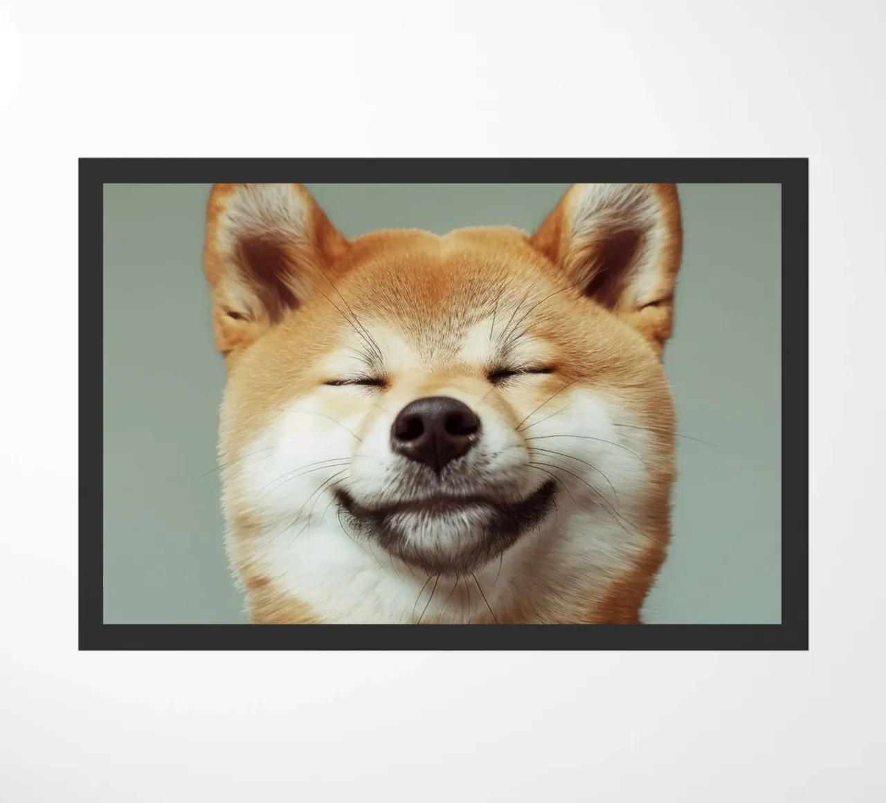 Shiba Inu felice con gli occhi chiusi e il cuore rilassato zerbino da DesignDoodle