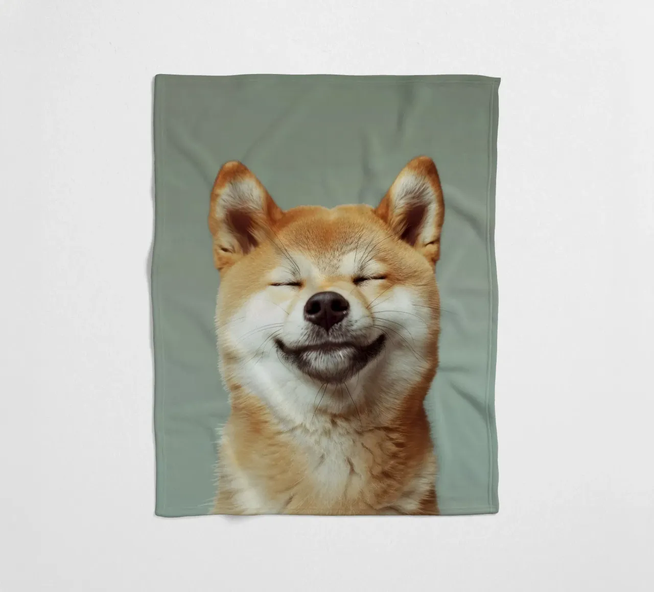 Shiba Inu felice con gli occhi chiusi e il cuore rilassato coperta in pile da DesignDoodle
