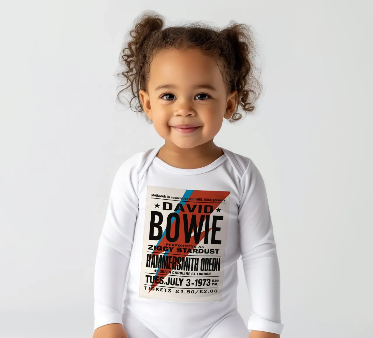 Reproduction David Bowie Hammersmith Odeon Music body neonato maniche lunghe da DGUnder