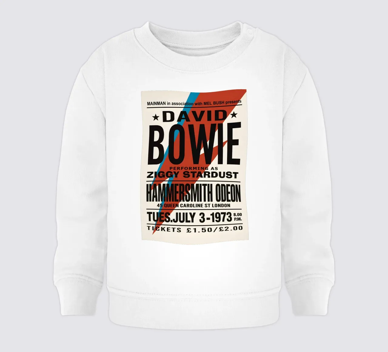 Reproduction David Bowie Hammersmith Odeon Music felpa neonato da DGUnder