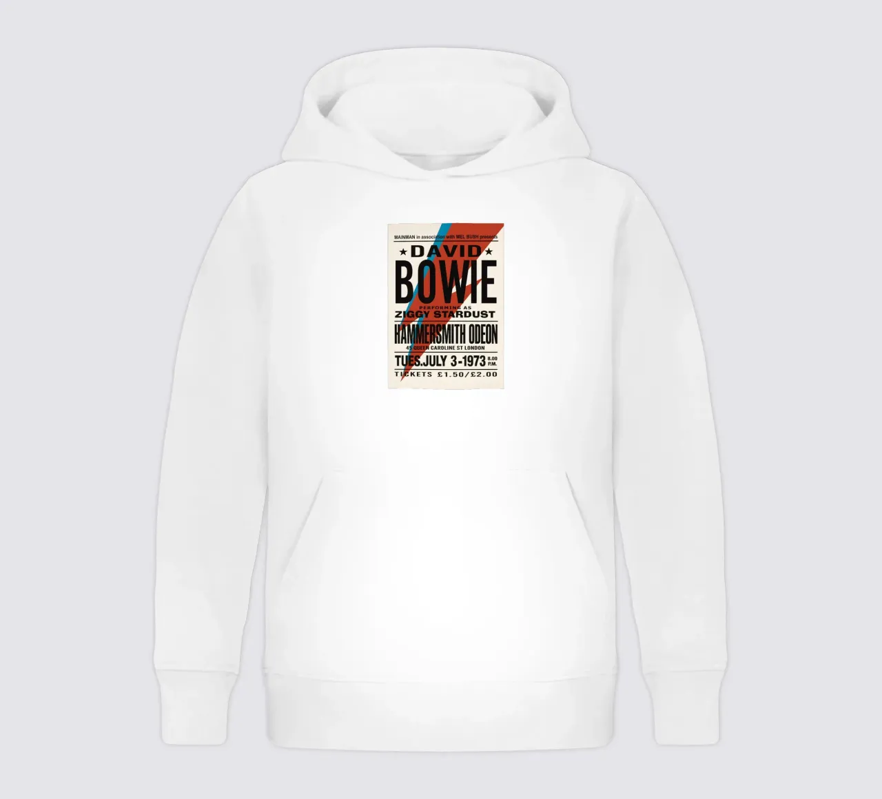 Reproduction David Bowie Hammersmith Odeon Music felpa bambino con cappuccio da DGUnder