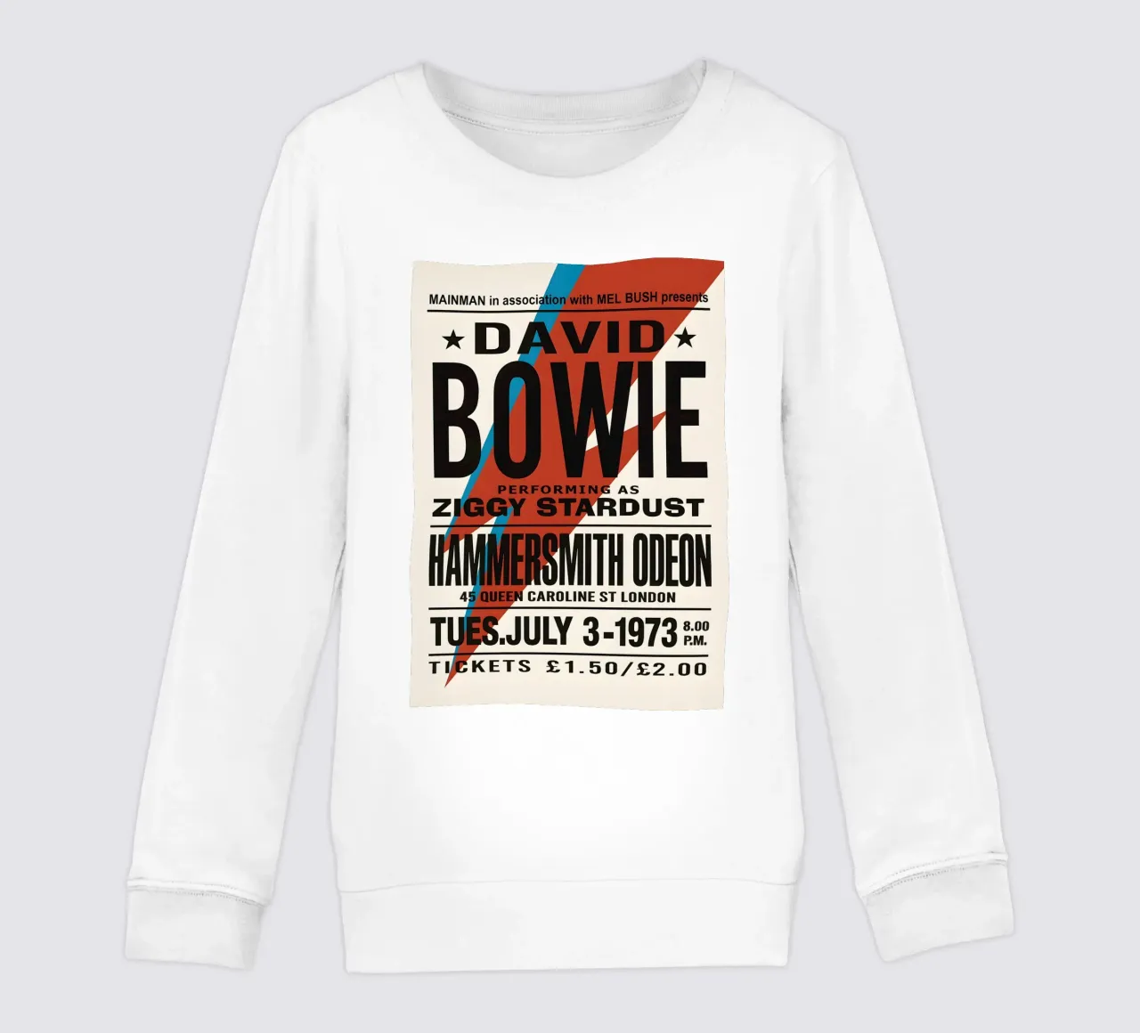 Reproduction David Bowie Hammersmith Odeon Music felpa bambino da DGUnder