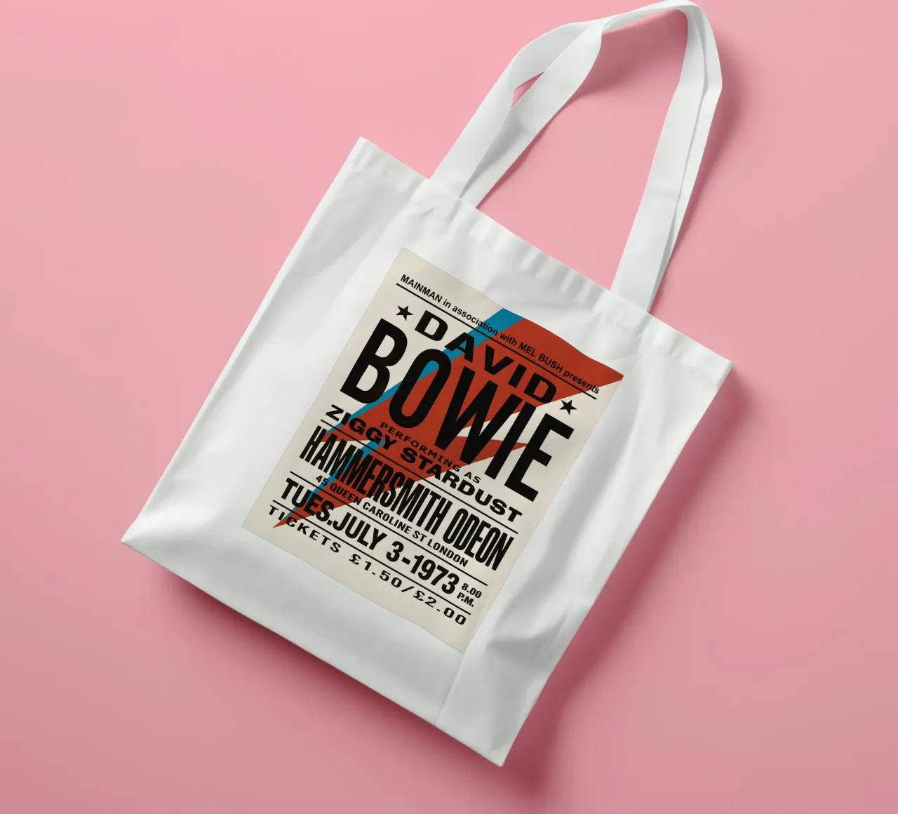 Reproduction David Bowie Hammersmith Odeon Music borsa in juta da DGUnder