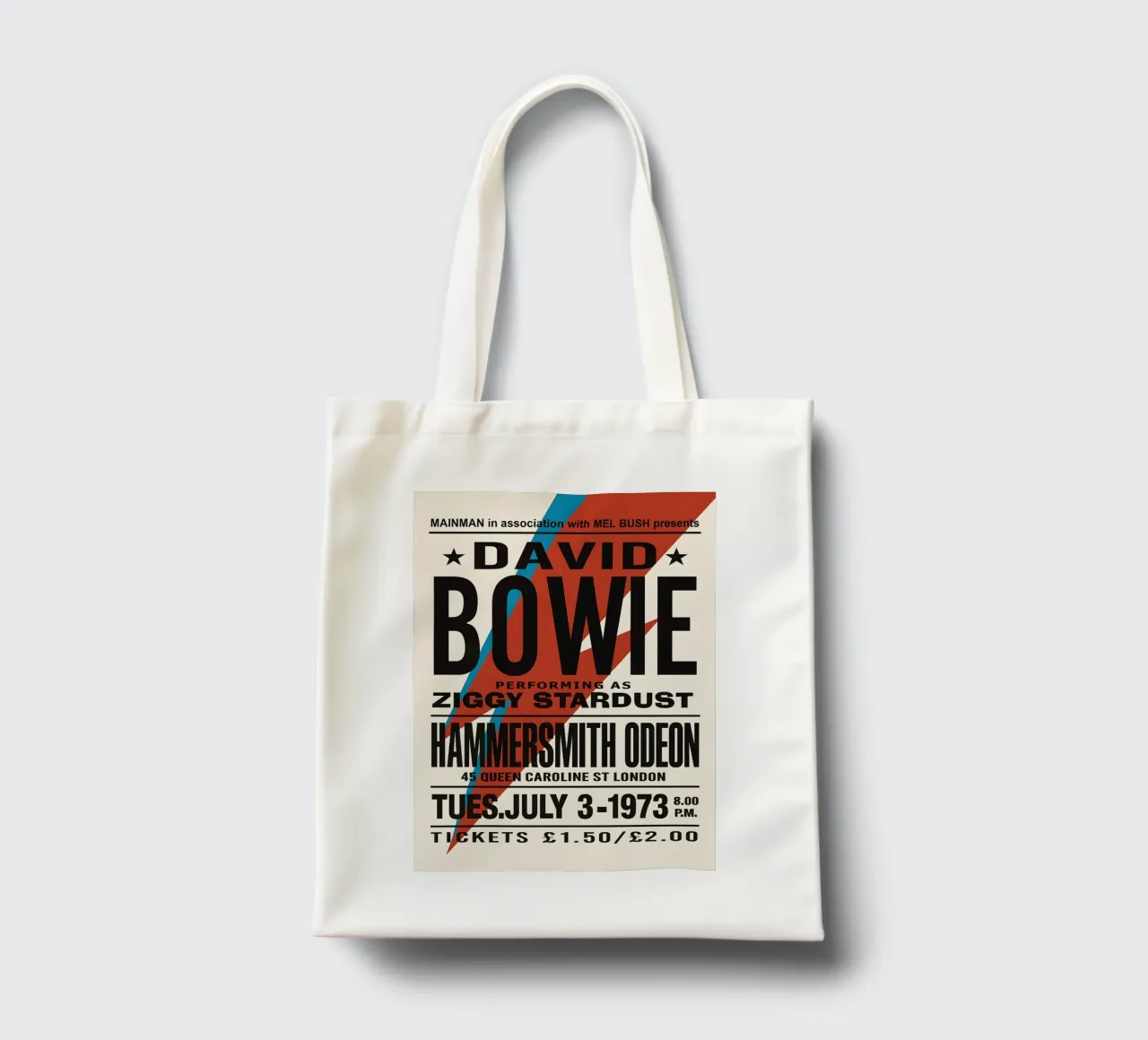 Reproduction David Bowie Hammersmith Odeon Music borsa in juta da DGUnder
