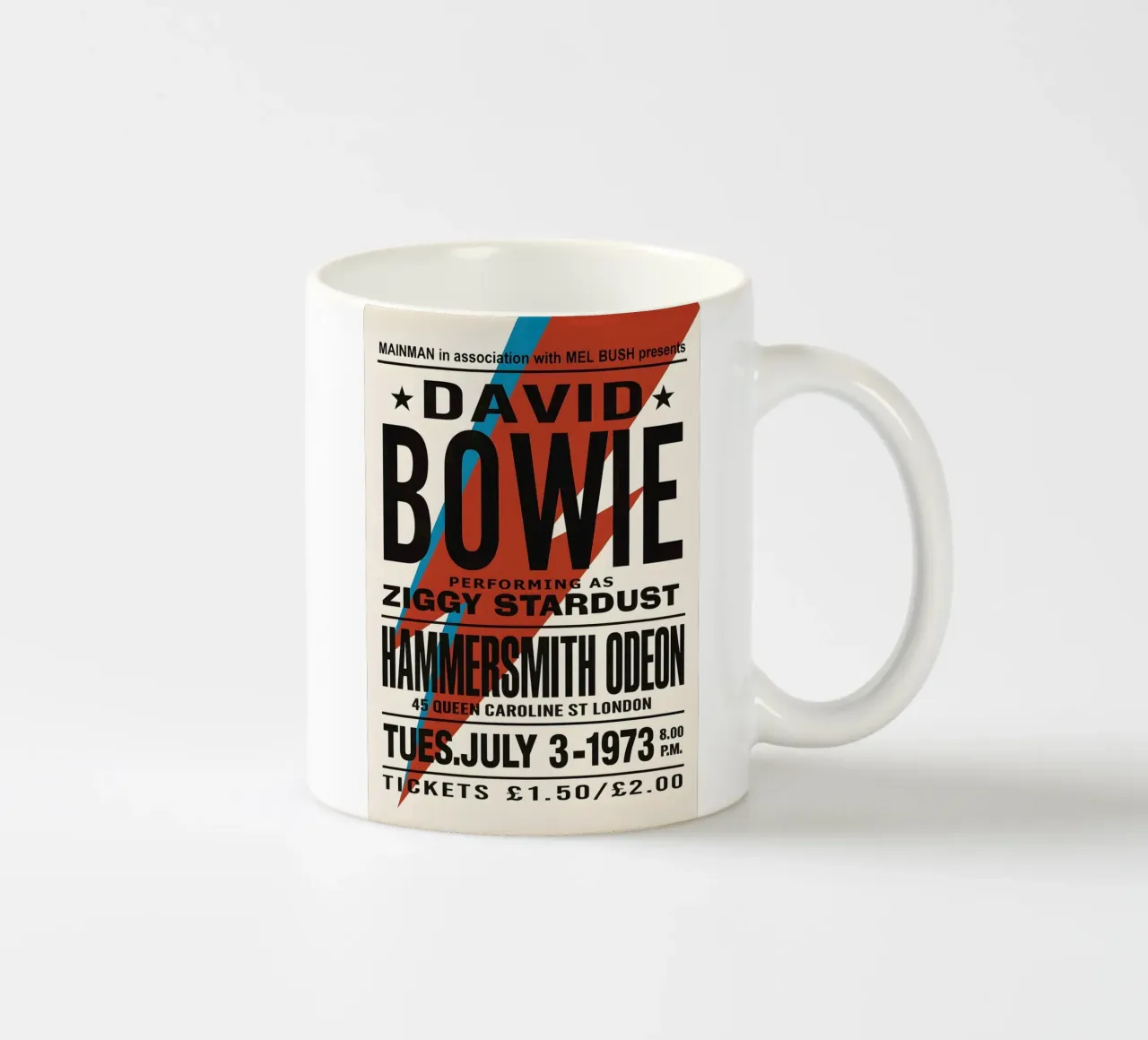Reproduction David Bowie Hammersmith Odeon Music tazza in ceramica da DGUnder