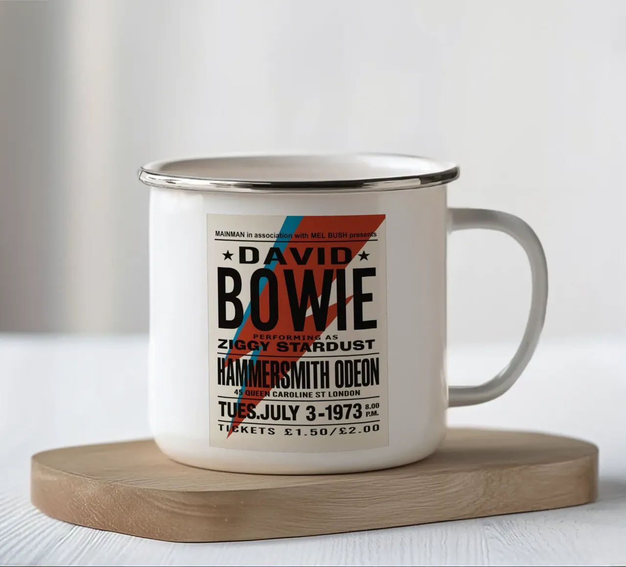 Reproduction David Bowie Hammersmith Odeon Music tazza in smalto da DGUnder
