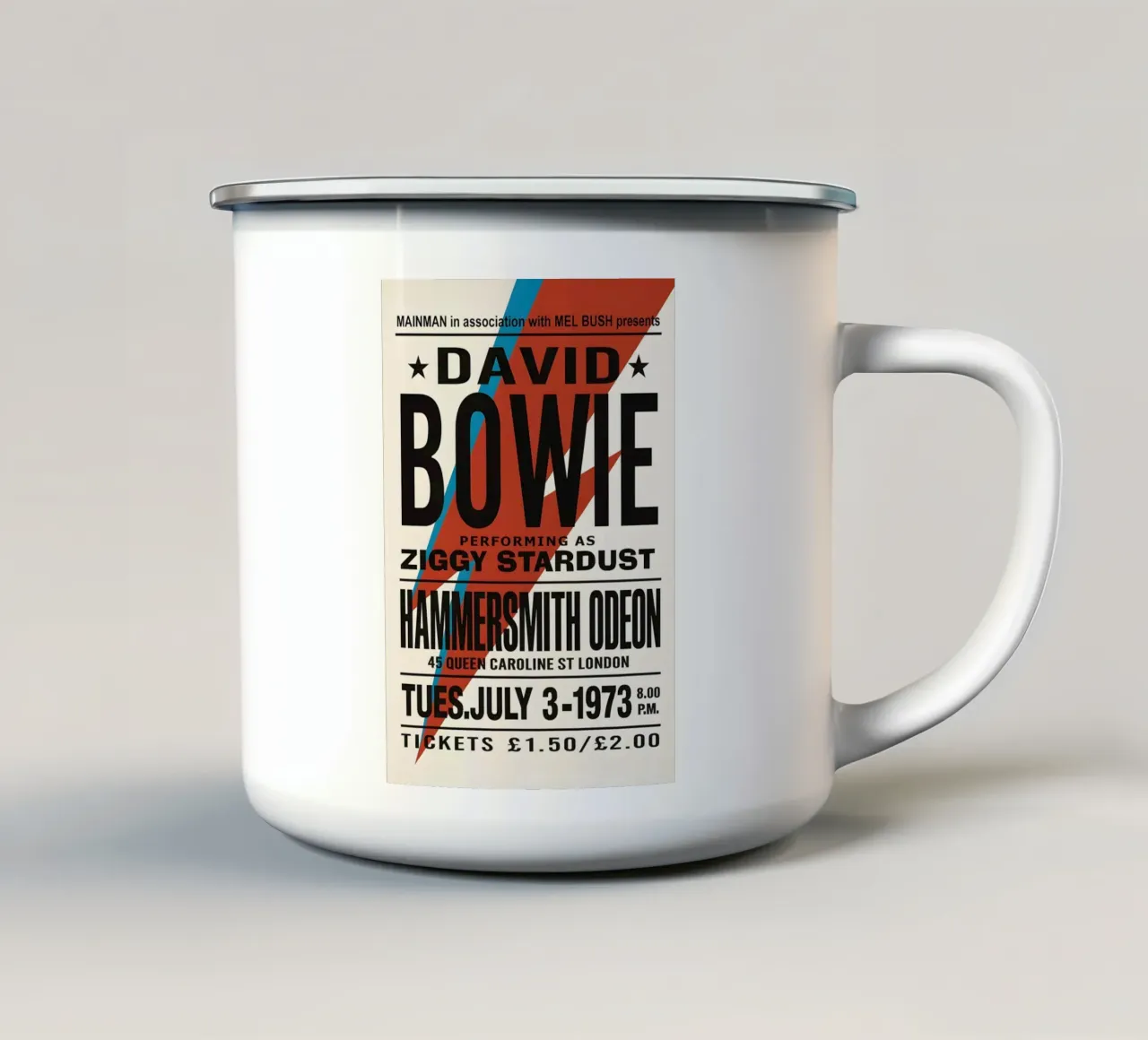 Reproduction David Bowie Hammersmith Odeon Music tazza in smalto da DGUnder