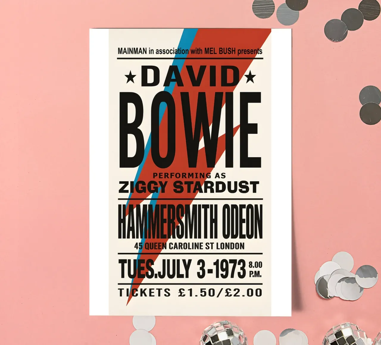 Reproduction David Bowie Hammersmith Odeon Music foglio adesivo da DGUnder