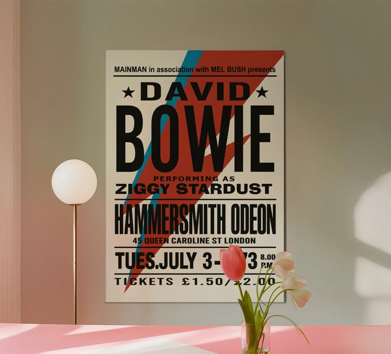 Reproduction David Bowie Hammersmith Odeon Music pannello forex da DGUnder
