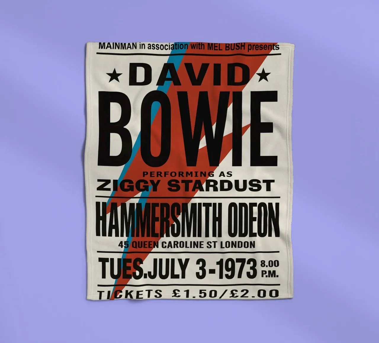 Reproduction David Bowie Hammersmith Odeon Music coperta in pile da DGUnder