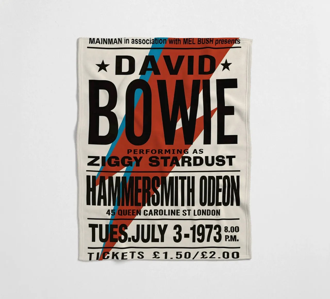 Reproduction David Bowie Hammersmith Odeon Music coperta in pile da DGUnder