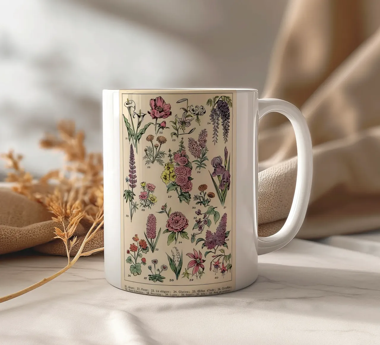 fiori araceae papavero giglio glicine tazza in ceramica da Graham Robertson