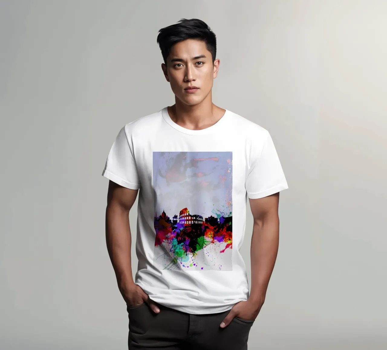 Rome Watercolor Skyline t-shirt da Naxart