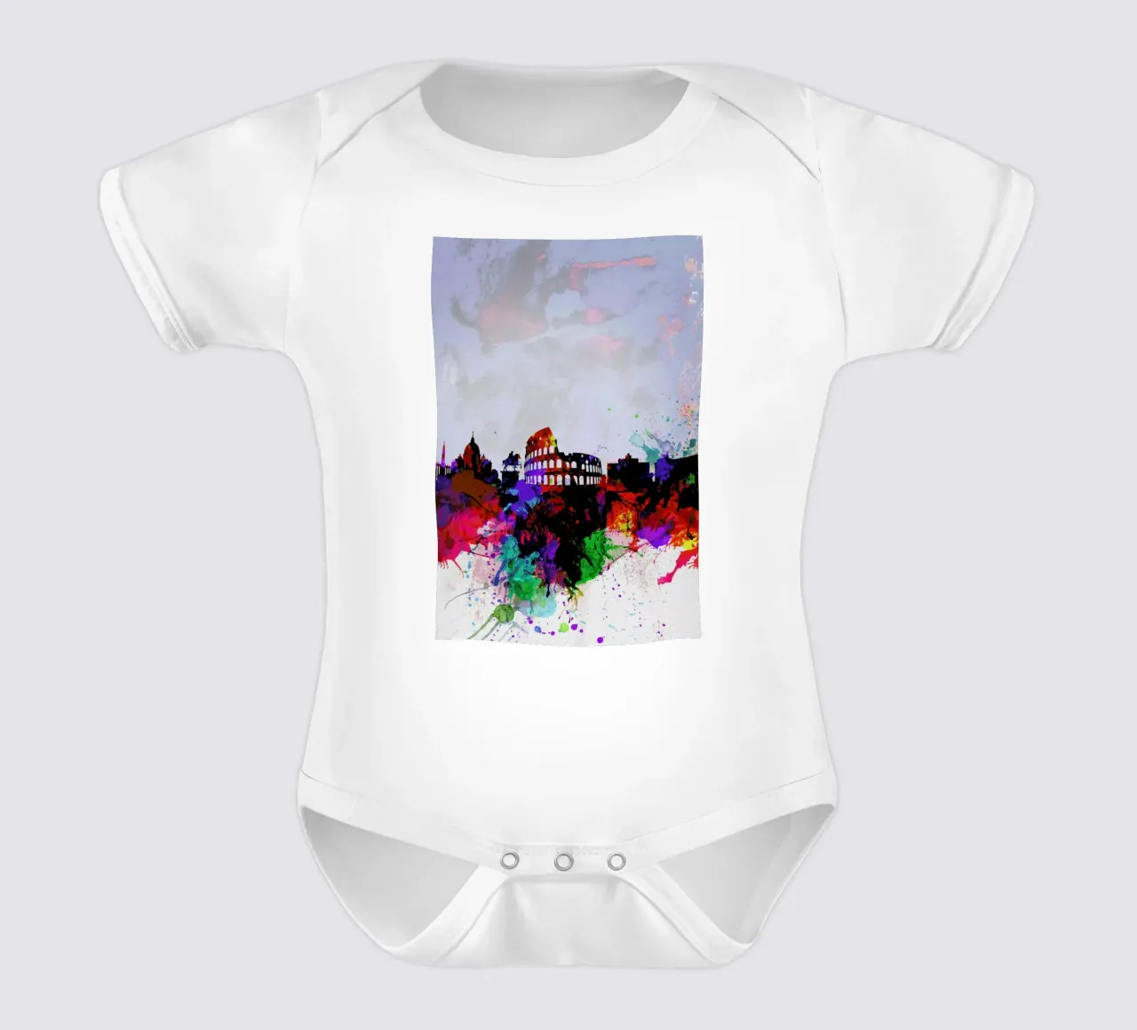 Rome Watercolor Skyline body neonato maniche corte da Naxart
