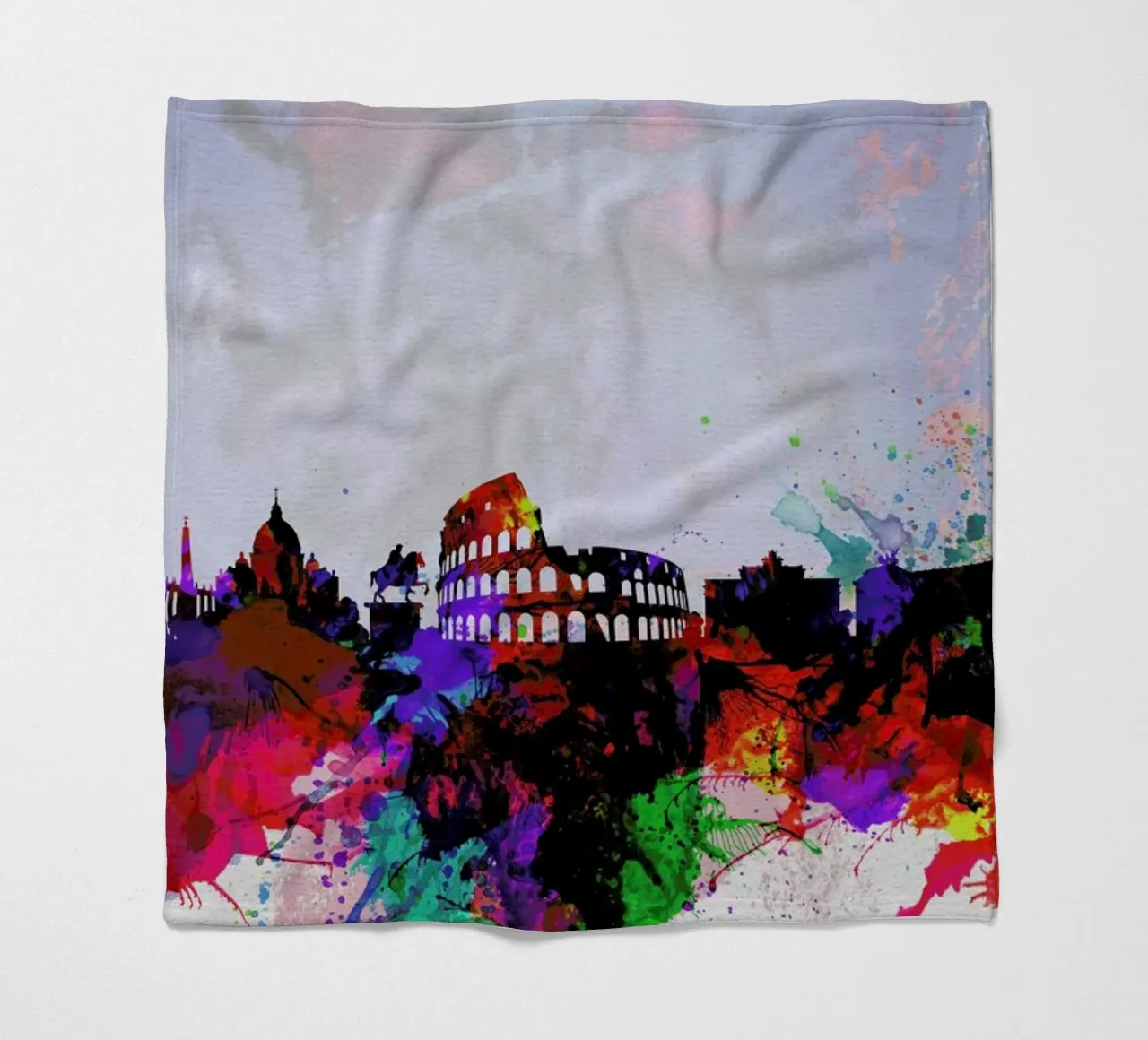 Rome Watercolor Skyline coperta in pile da Naxart