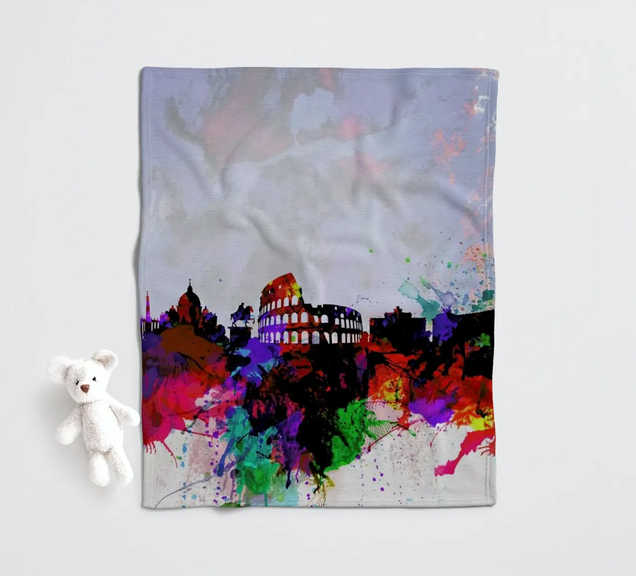 Rome Watercolor Skyline coperta in pile da Naxart