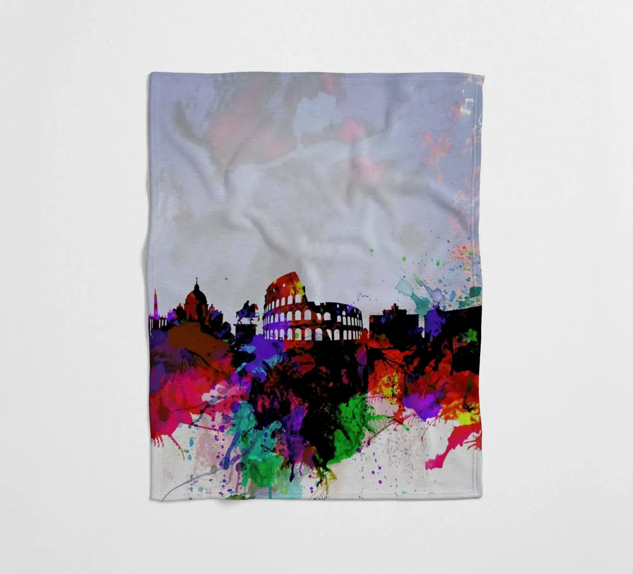 Rome Watercolor Skyline coperta in pile da Naxart
