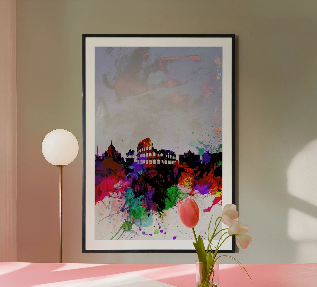 Rome Watercolor Skyline poster by Naxart