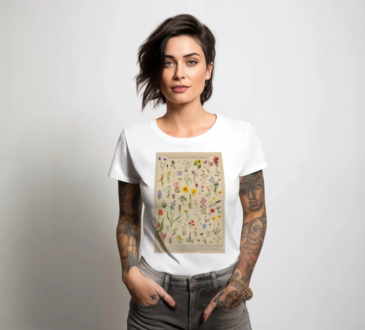 wildflowers botanical North America women's fitted t-shirt by Graham Robertson